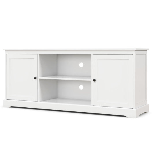 58 Inch TV Stand with 2 Cabinets and Adjustable Shelves for TVs up to 65 Inch-White