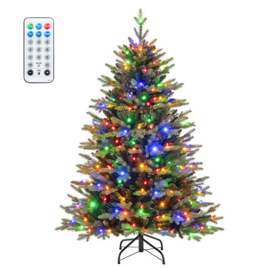 5 Feet Artificial Xmas Tree Hinged with 11 Lighting Modes and Remote Control-5 ft
