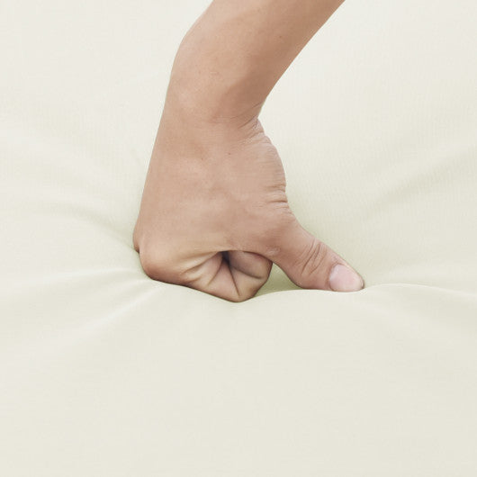 5 Pieces Patio Rattan Furniture with 2 Ottomans and Tempered Glass Coffee Table-Off White