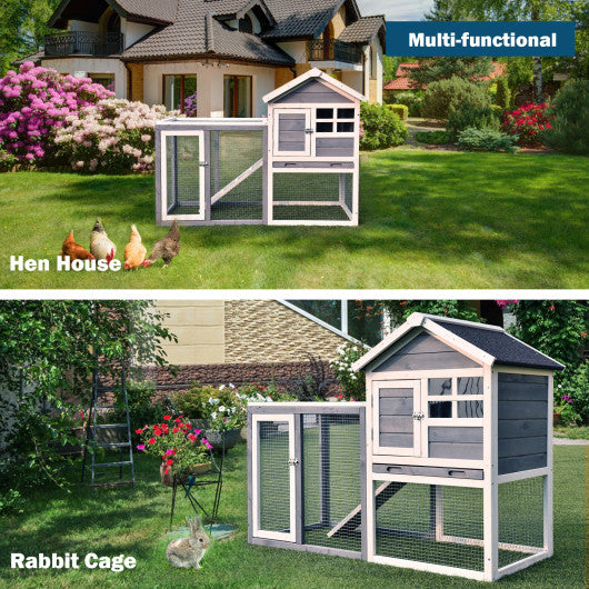 Outdoor Wooden Rabbit hutch-Gray