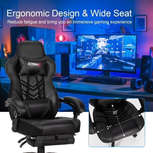 Adjustable Gaming Chair with Footrest and Lumbar Cushion for Office-Black