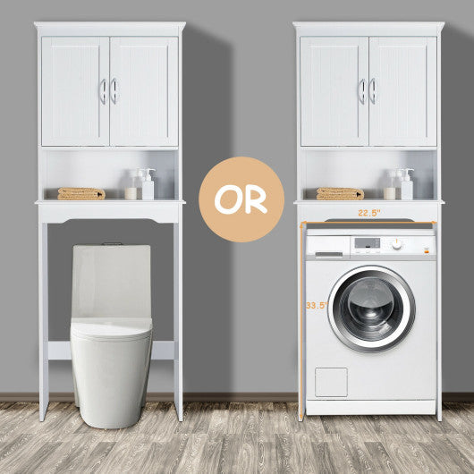 Over the Toilet Storage Cabinet Bathroom Organizer with Adjustable Shelf-White