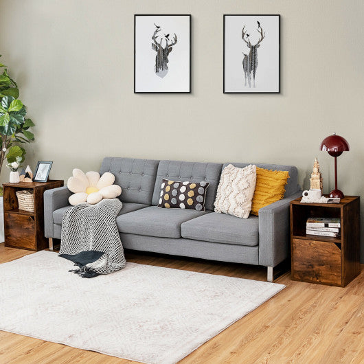 Set of 2 Nightstands Side End Table for Living Room-Brown