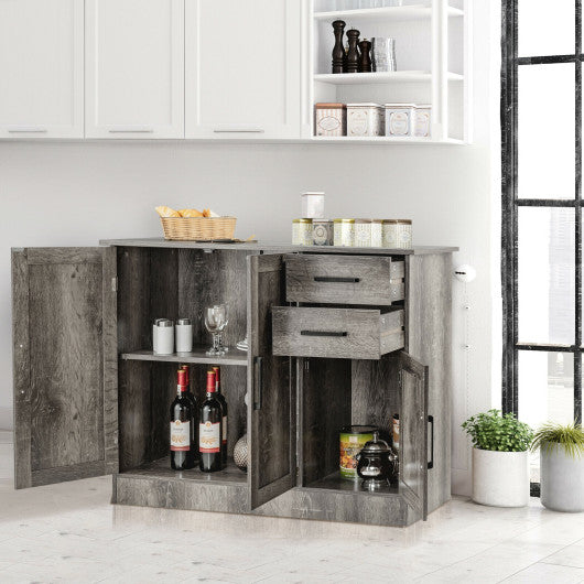 Buffet Storage Cabinet Kitchen Sideboard with 2 Drawers-Gray