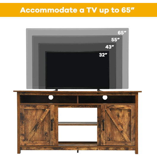 60”Industrial TV Stand Entertainment Center with Shelve and Cabinet-Brown