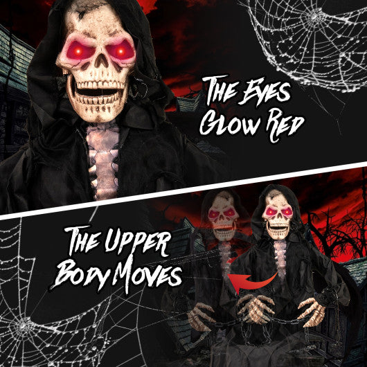 5 Feet Animated Halloween Sitting Reaper with Voice Greetings