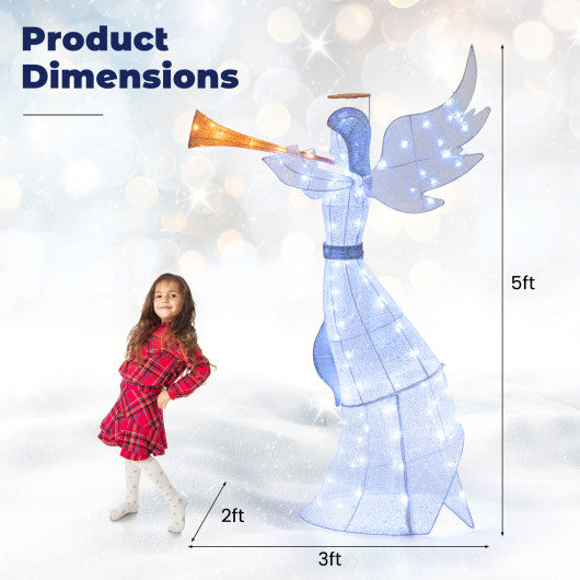 5 Feet Christmas Angel with 100 LED Lights and Ground Stakes
