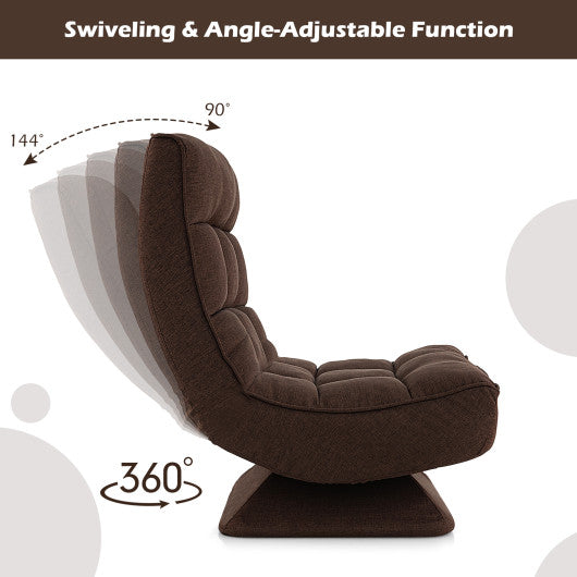 5-Level Adjustable 360° Swivel Floor Chair with Massage Pillow-Brown
