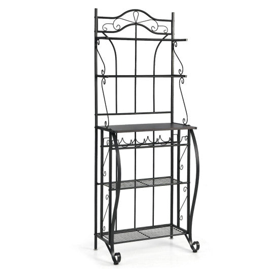 5-Tier Metal Kitchen Baker's Rack with 5 Wine Bottles Rack