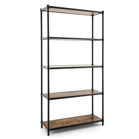 5 Tiers 61 Inch Multi-use Bookshelf with Metal Frame-Black