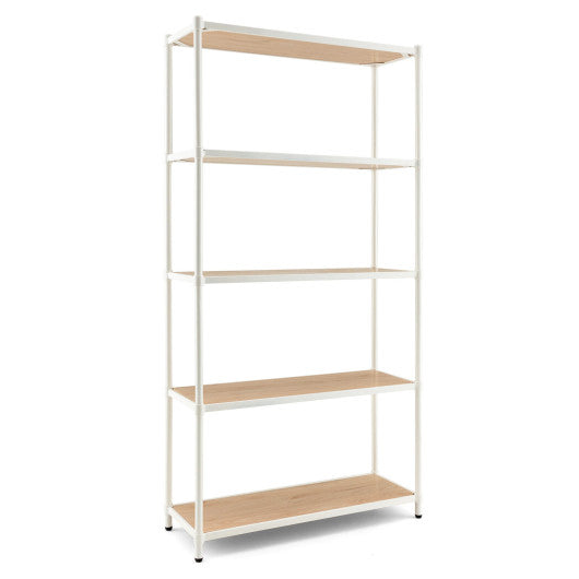 5 Tiers 61 Inch Multi-use Bookshelf with Metal Frame-White
