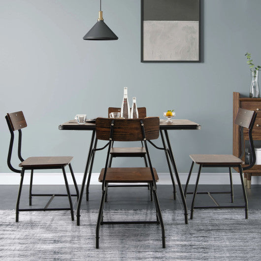 5 Piece Rectangular Dining Table Set with Metal Frame