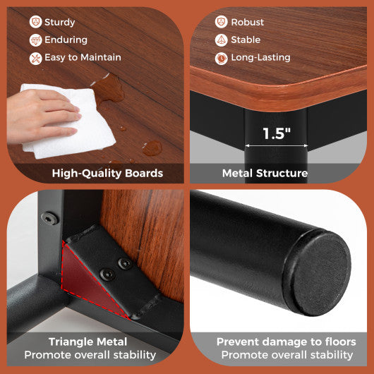 5 Pieces Industrial Dining Table Set with Counter Height Table and 4 Bar Stools-Dark Brown