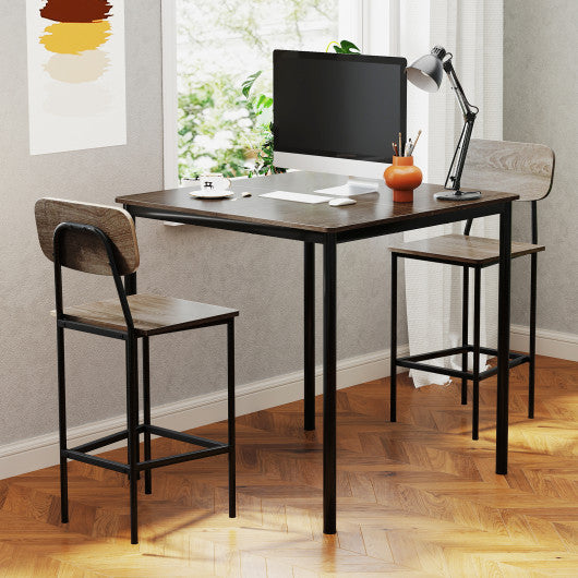 5-Piece Counter-Height Dining Bar Table Set with 4 Bar Chairs-Gray