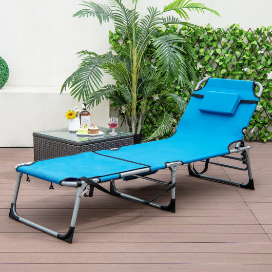 5-position Outdoor Folding Chaise Lounge Chair-Blue