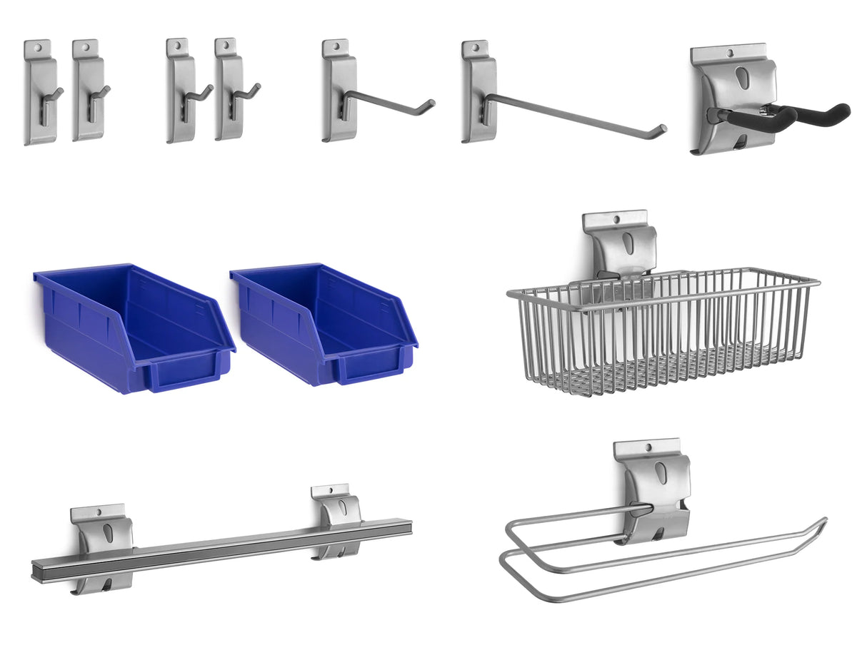 Steel Slatwall 12-Piece Accessory Kit