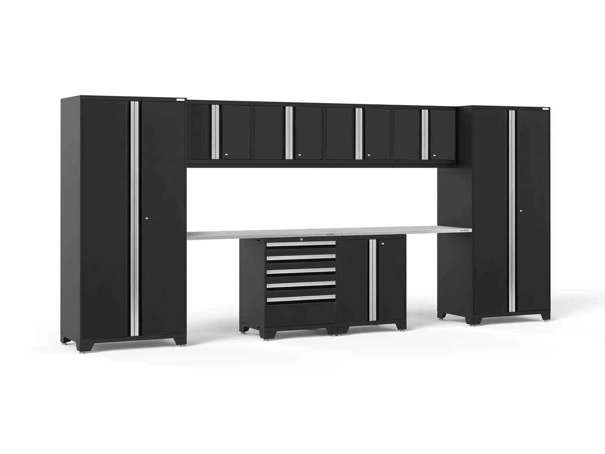 Pro Series 10 Piece Cabinet Set with Locker, Base, Tool Drawer Cabinet and 56 In. Worktop