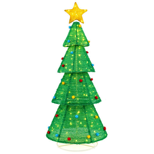 6.2 Feet Collapsible Christmas Tree with 200 Built-in LED Lights and Top Star Decoration