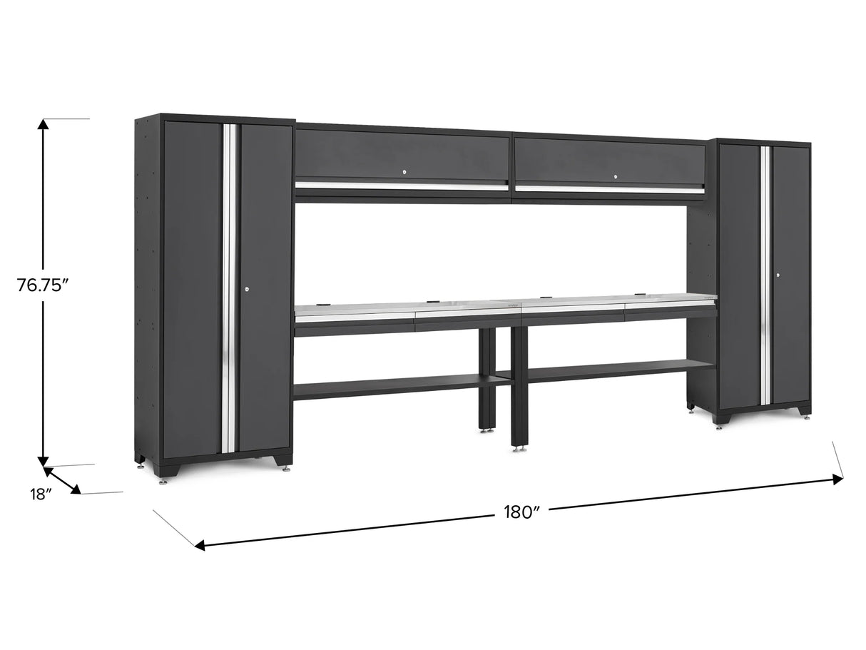 Bold Series 8 Piece Set with 30 in Locker, Wall Cabinet and Worktop