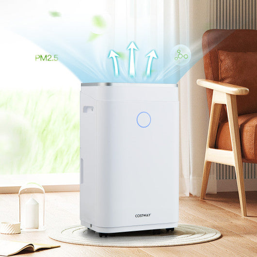 60-Pint Dehumidifier for Home and Basements 4000 Sq. Ft with 3-Color Digital Display-White