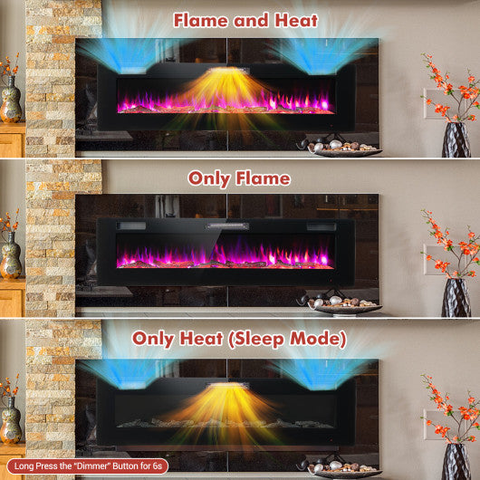 60 Inches Ultra-thin Electric Fireplace with Remote Control and Timer Function