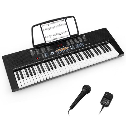 61-Key Electronic Keyboard Piano with 3 Teaching Modes LED Display and Dual Keyboard