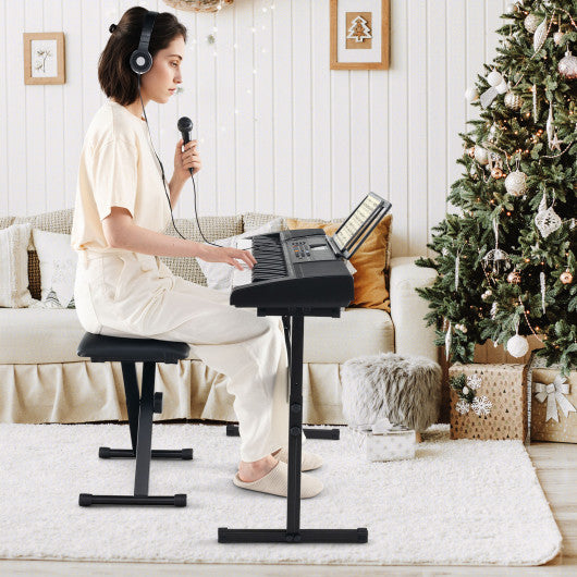 61-Key Portable Electronic Keyboard Piano with Stand and Stool