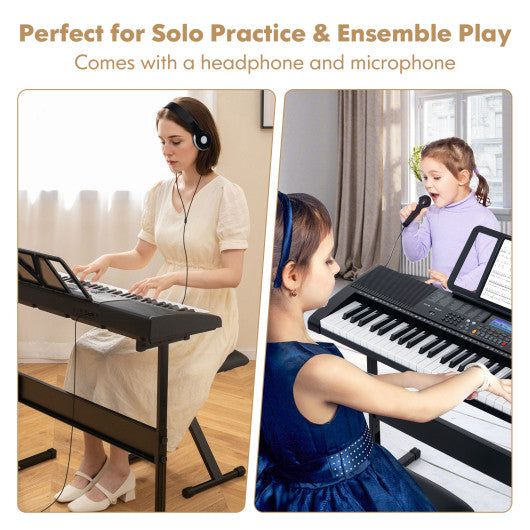 61-Key Portable Electronic Keyboard Piano with Stand and Stool