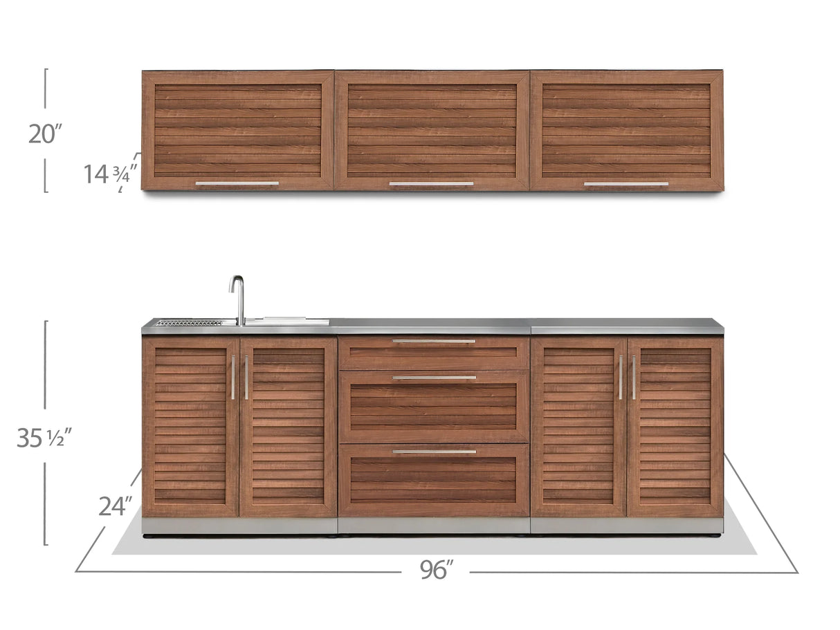 Outdoor Kitchen Stainless Steel 6 Piece Cabinet Set with Sink, 3-Drawer, 2-Door and Wall Cabinets