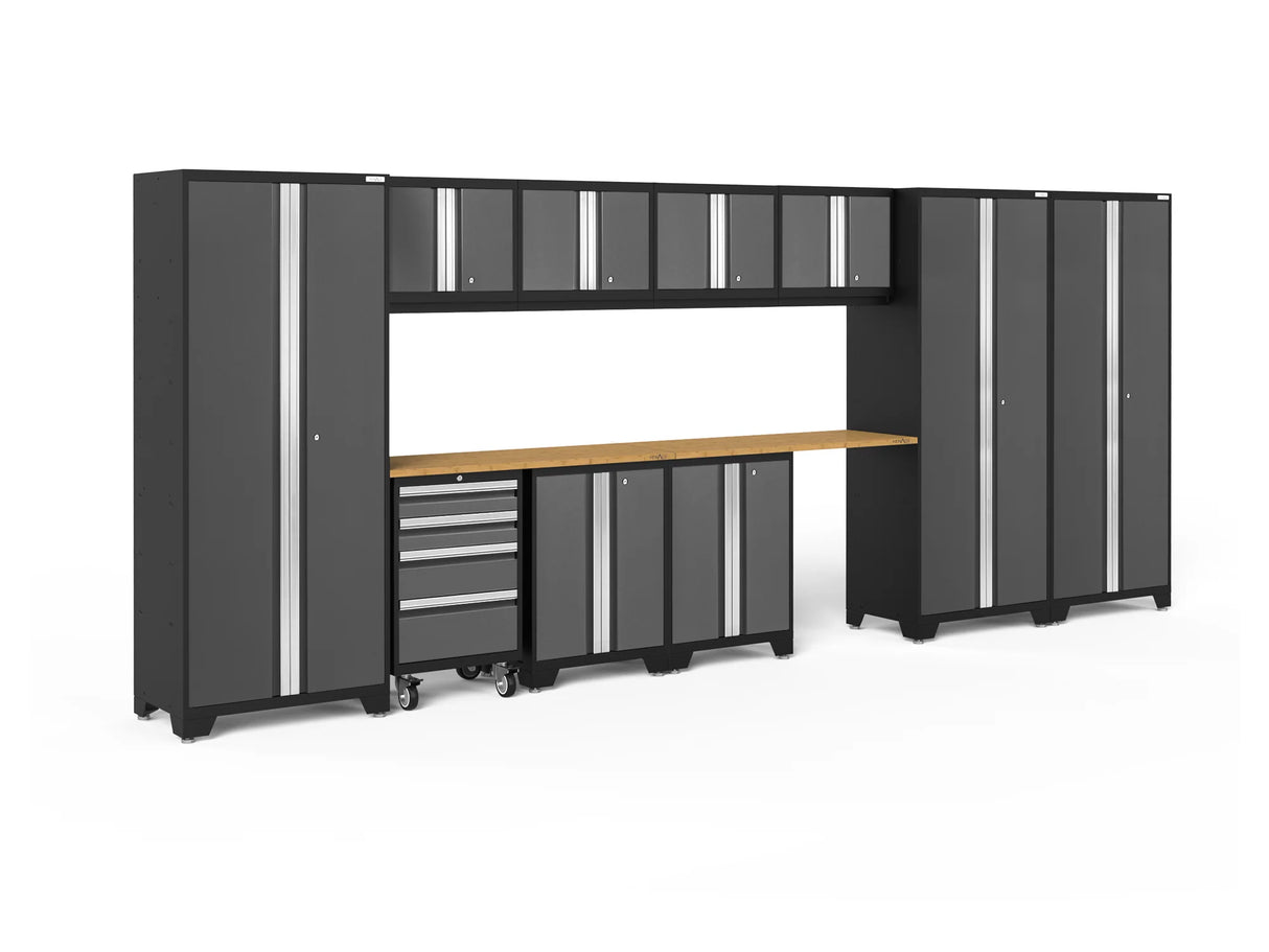 Bold Series 12 Piece Cabinet Set with Tool, Base, Wall Cabinets and 3 Lockers