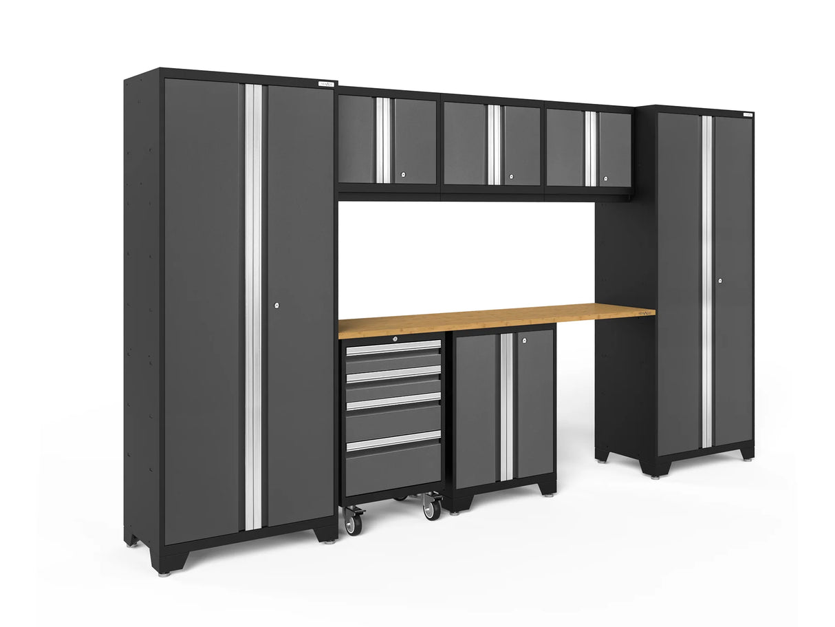 Bold Series 8 Piece Cabinet Set with Tool, Base, Wall Cabinets and 30 In. Lockers
