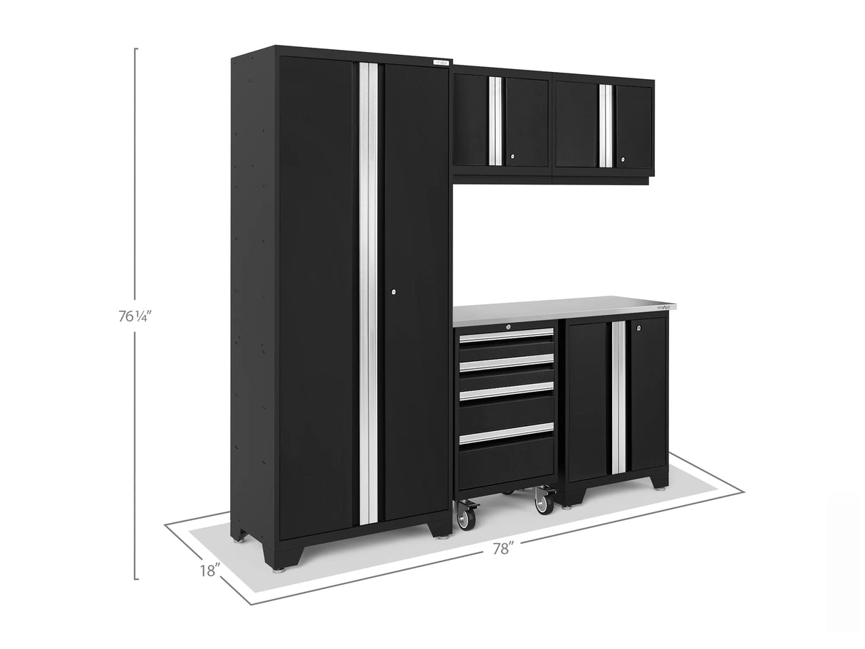 Bold Series 6 Piece Cabinet Set with Tool, Base, Wall Cabinets and 30 In. Locker