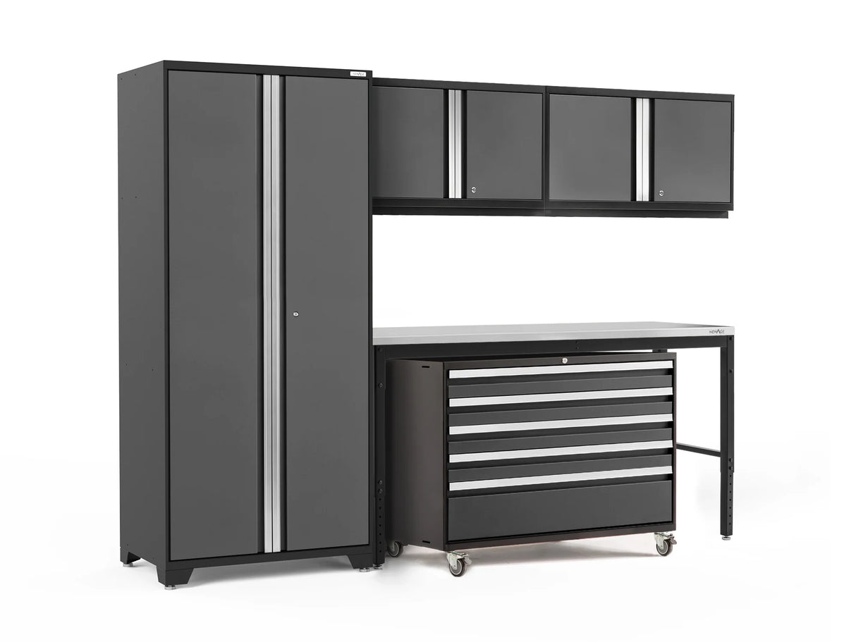Pro Series 5 Piece Cabinet Set with Wall, Tool Cabinet, Locker and 84 In. Workbench