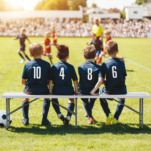 6 Feet Plastic Folding Bench Portable Seat with Handle and Lock-White