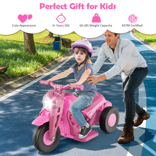 6V Kids Electric Ride on Motorcycle with Bubble Maker and Music-Pink