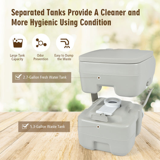 5.3 Gallon 20 L Portable Travel Toilet for Camping RV Indoor Outdoor