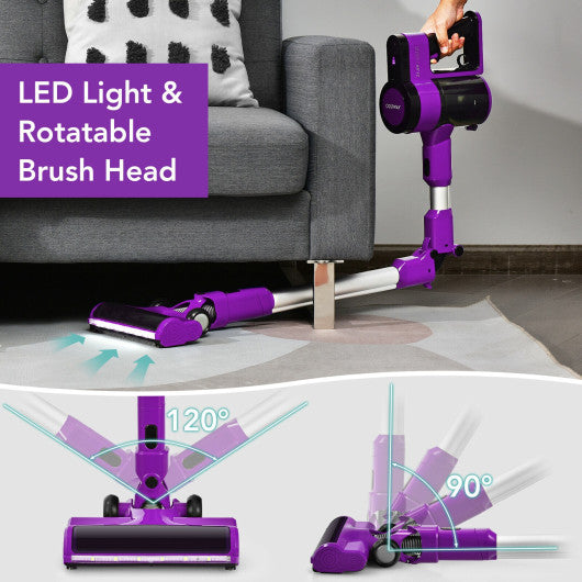 3-in-1 Handheld Cordless Stick Vacuum Cleaner with 6-cell Lithium Battery-Purple