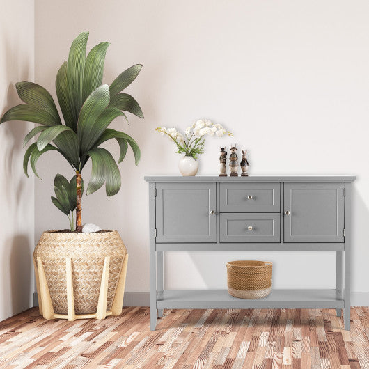 Wooden Sideboard Buffet Console Table with Drawers and Storage-Gray
