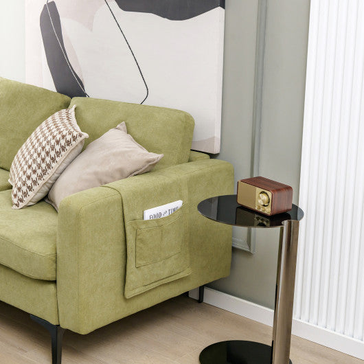 3-Seat Sectional Sofa Couch with Armrest Magazine Pocket and Metal Leg-Green