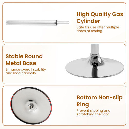 PU Leather Upholstered Bar Stools Set of 2 with Back and Adjustable Height-Brown