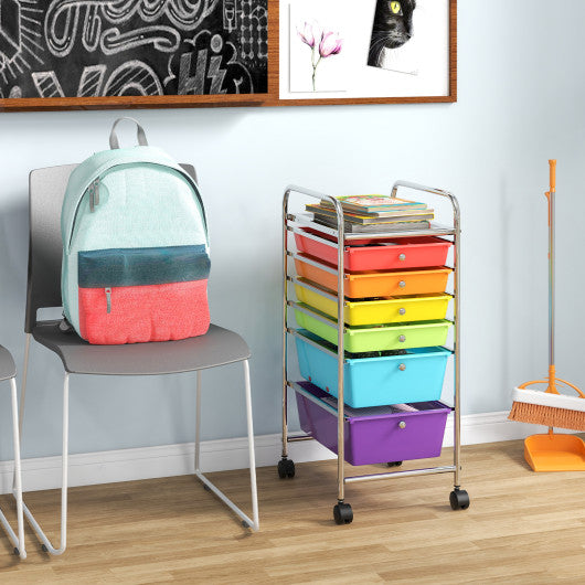 6 Drawers Rolling Storage Cart Organizer-Multicolor