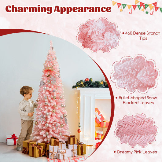 6 FT Artificial Pink Christmas Tree with 460 Branch Tips for Holiday