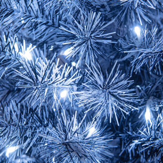 6 FT Pre-Lit Artificial Christmas Tree with 250 Cool-White LED Lights Black and White-6 ft