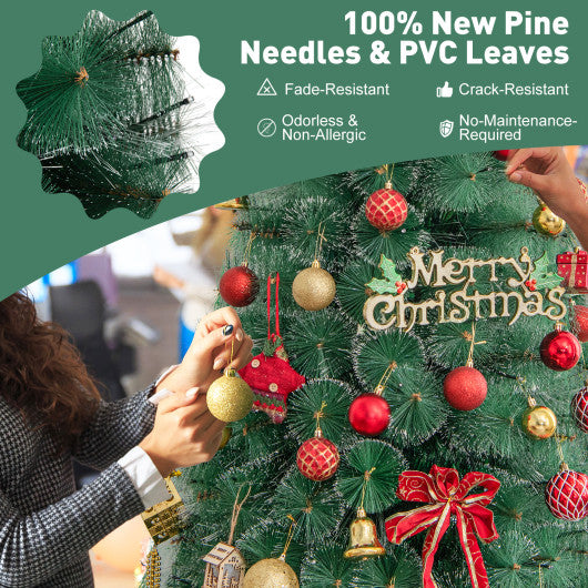 5/6/7 FT Pre-Lit Fiber Optic Christmas Tree with 148/185/226 Multi-Color LED Lights and Top Star Light-6 ft