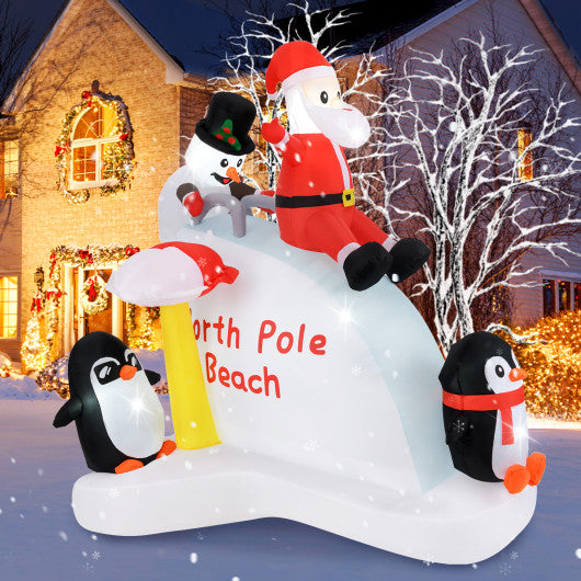 6 Feet Christmas Inflatable with Blow up Penguins and Santa Decoration