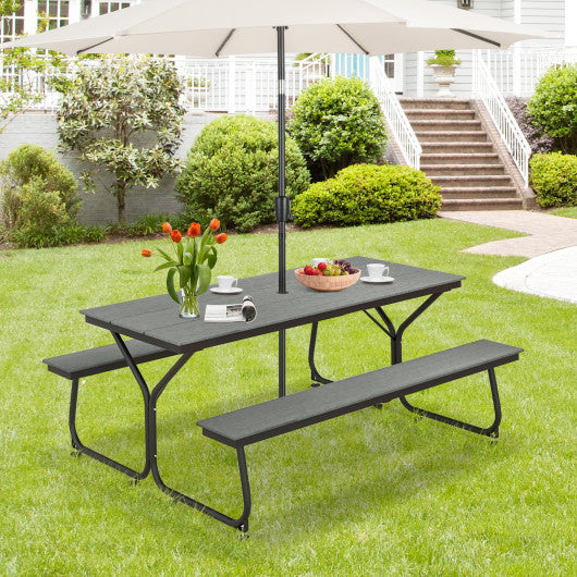 6 Feet Outdoor Picnic Table Bench Set for 6-8 People-Gray