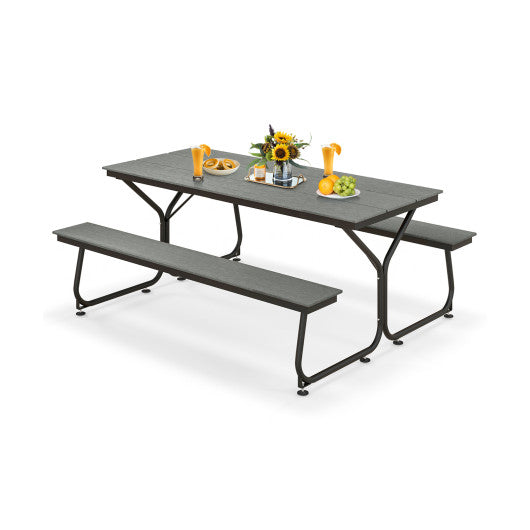 6 Feet Outdoor Picnic Table Bench Set for 6-8 People-Gray