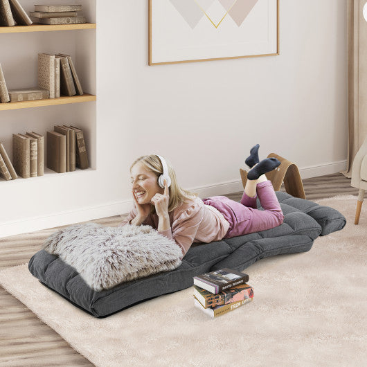 6-Position Adjustable Floor Chair with Adjustable Armrests and Footrest-Dark Gray