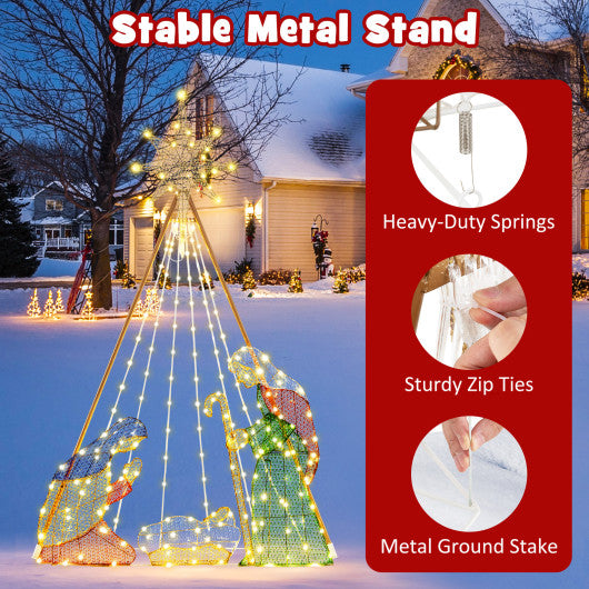 6 Feet Pre-Lit Nativity Scene Set with 240 Warm White LED Lights