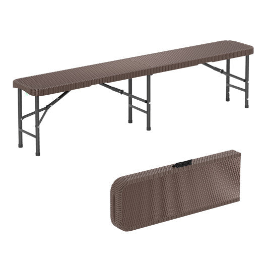 6 ft Plastic Folding Bench with 1320 LBS Capacity and Handle-Brown
